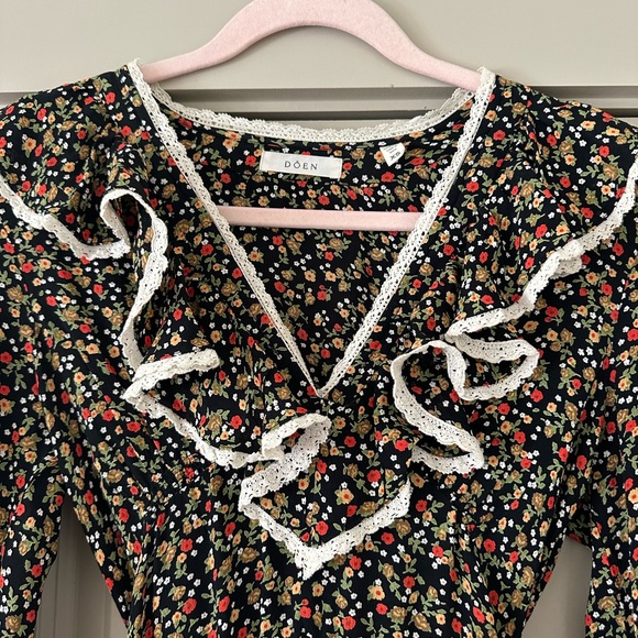 Doen NWOT Eugenie Black Floral Dress - Size XS - Picture 5 of 10